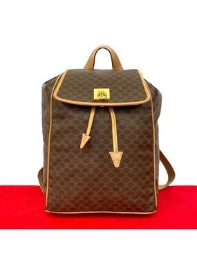 Celine Brown Patterned Backpack with Gold Accent CELINE Backpack PVC Leather Brown Gold Auth 138816 | Brand  main image 4